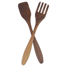 Load image into Gallery viewer, Wooden Salad Servers, Classic Fork and Paddle, 14" - American Farmhouse Bowls