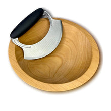 Load image into Gallery viewer, Hardwood Chopping Bowl with Chef's Mezzaluna, 9", #1 Quality - American Farmhouse Bowls