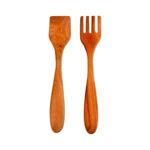 Wooden Salad Servers, Fork and Paddle Utensils, 12" - American Farmhouse Bowls