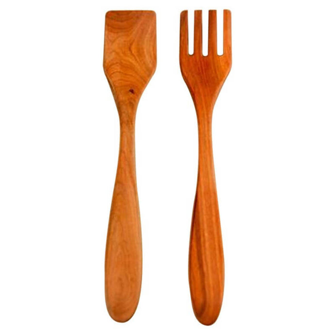 Wooden Salad Servers, Classic Fork and Paddle, 14