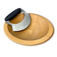 Load image into Gallery viewer, Hardwood Chopping Bowl with Chef&#39;s Mezzaluna, 9&quot;, #1 Quality - American Farmhouse Bowls
