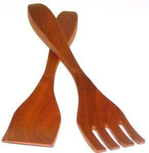 Wooden Salad Servers, Classic Fork and Paddle, 9.5" - American Farmhouse Bowls