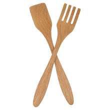 Load image into Gallery viewer, Wooden Salad Servers, Classic Fork and Paddle, 14&quot; - American Farmhouse Bowls
