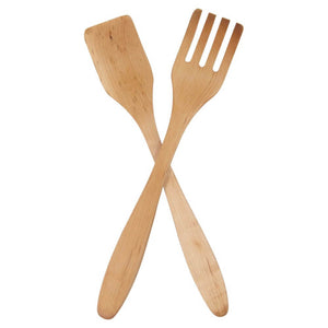 Wooden Salad Servers, Classic Fork and Paddle, 14" - American Farmhouse Bowls