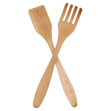 Load image into Gallery viewer, Wooden Salad Servers, Fork and Paddle Utensils, 12&quot; - American Farmhouse Bowls
